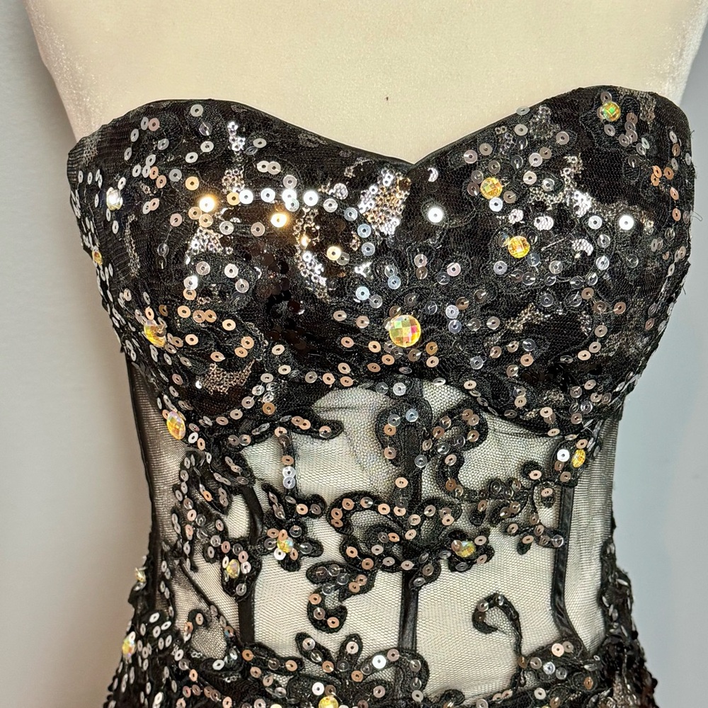 Dancing Queen Elegant Black and Silver Dress